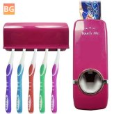 Bathroom Wall Mounted Toothpaste Dispenser with Five Toothbrush Holder Set