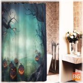 Halloween Shower Curtain with 12 Hooks - Polyester