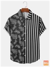 Short Sleeve Shirts with Paisley Stripes