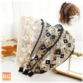 Bohemian Lace Hairband - Geometric Diamond Sequins Embroidered Fabric Headband