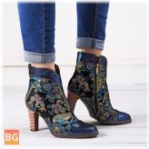 Boots with Bohemian Stitching - Embossed Leather