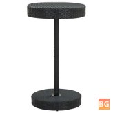 Black Garden Table with Rattan Top