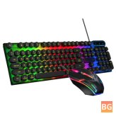Skylion H600 Gaming Keyboard and Mouse Set with RGB LED Lights and Mechanical Feel