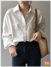 Short Sleeve Pocket Button Lapel Shirt
