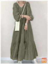 Women's Solid Color T-Shirt Sleeve Casual Maxi Dress