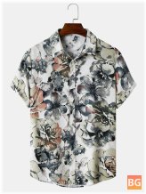 Short Sleeve Men's Flower Print Shirts