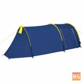 Waterproof Tunnel Tent for Camping/Hiking, 2-4 Person, Fibreglass Poles, Blue/Yellow