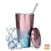 Coffee Tumbler with Straw and Brush - Stainless Steel