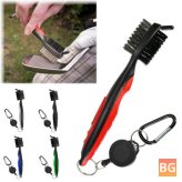 Golf Club Cleaner - Wedge-shaped brush with retractable handle