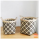 Large Capacity Storage Basket for Woven Bamboo Storage Bucket Handle Flower Pot Vase Toy Holder