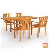 Dining Set with Teak Wood Table and Chairs