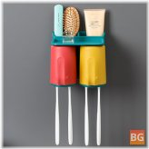 Tubular Toothbrush Rack - Wall Mounted Toothbrush Receptacle Rack Toothpaste Extruder