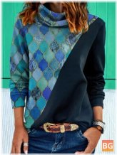 Women's Geometry Graphic Patchwork Ethnic Style Heaps Collar Sweatshirts