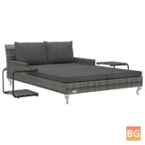 Garden Sun Bed with Cushions - Gray