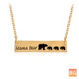 Pendant Necklace with Engraved Design of Mama Bear