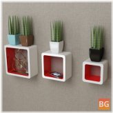 Bookshelf Cube with Floating White and Red MDF