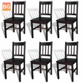 6-Piece Dark Brown Pinewood Dining Chairs