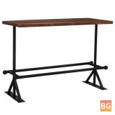 Dark Brown Bar Table with Solid Wood Frame and Legs