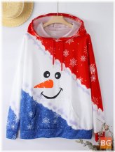 Snowman Hoodie with Pocket - Women's