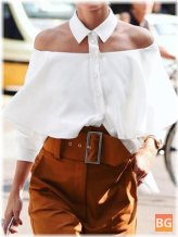 Daily Casual Blouse - Off Shoulder Button