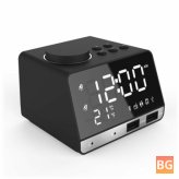 Dual Alarm Clock with Bluetooth and FM Radio - Blue LED Display and Speaker