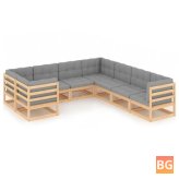 Garden Lounge Set with Cushions and Solid Pinewood