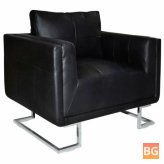 Armchair with chrome legs black