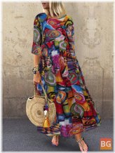 Women's Retro Graffiti Print Maxi Dresses