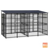 Outdoor Dog Kennel with Roof Steel 84.3 ft²