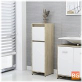 Bathroom Cabinet with White and Oak Wood Print