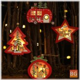 Hollow Wooden Christmas Ornaments with Light -Small Tree Ornaments