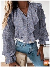 V-Neck Blouse with Floral Print