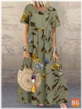 Short Sleeve Maxi Dress with Floral Print
