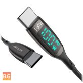 BlitzWolf® 100W Type-C Cable with LED Display for Fast Charging and Data Transfer (2-Pack)