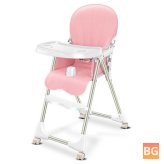 Ditong Portable Folding High Chair - Adjustable Plate Lockable Wheels - PU Seat with Environmental Protection Material