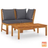 Garden Lounge Set with Dark Gray Cushion and Solid Acacia Wood