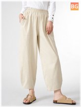 Women's Solid Elastic Waist Pants