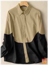 Contrast Lapel Shirt with Long Sleeves