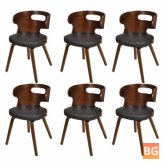 Dining room chairs 6 pcs faux leather brown