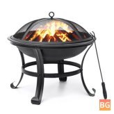 22 Inch Fire Pit with Poker Screen and Spark Screen - Steel
