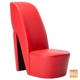 Red Faux Leather Heel Chair