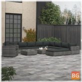 Garden Set with Cushions and Rattan Gray