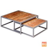 Solid Acacia Wood Coffee Table Set