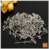 100PCS Clear Diamante Flowers Pins for Wedding Bouquet Supplies - Diamond Corsage Florist Craft