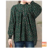 Button-Up Blouse with Floral Print Pattern