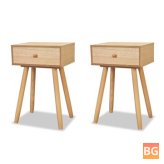 Solid Wood Side Tables with Pins - 15.7