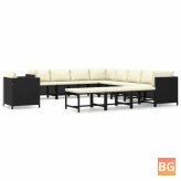Garden Lounge Set with Cushions - Poly Rattan