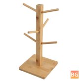 Wooden 6-Cup Hanging Mug Stand