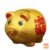 Gold Ceramic Piggy Bank - 5