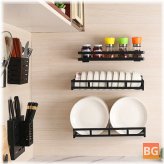 Kitchen Shelf with Stainless Steel Plate and Racks to Hold Spices